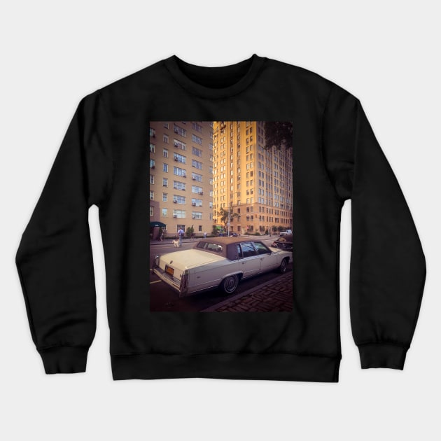 Upper West Side Manhattan NYC Vintage Car Cadillac Crewneck Sweatshirt by eleonoraingrid